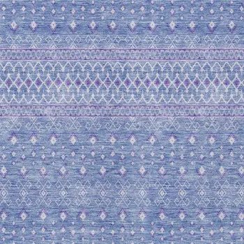 10' X 14' Sky Blue Purple And Ivory Tribal Washable Indoor Outdoor Area Rug