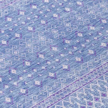 10' X 14' Sky Blue Purple And Ivory Tribal Washable Indoor Outdoor Area Rug