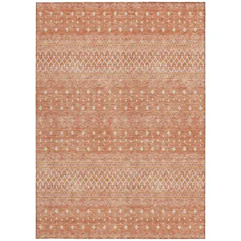 3' X 5' Salmon Gold And Ivory Tribal Washable Indoor Outdoor Area Rug