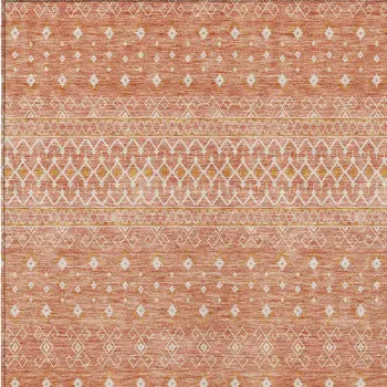 5' X 8' Salmon Gold And Ivory Tribal Washable Indoor Outdoor Area Rug