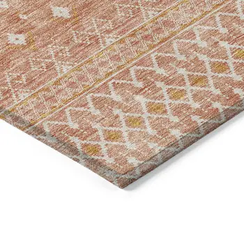 9' X 12' Salmon Gold And Ivory Tribal Washable Indoor Outdoor Area Rug