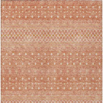 9' X 12' Salmon Gold And Ivory Tribal Washable Indoor Outdoor Area Rug