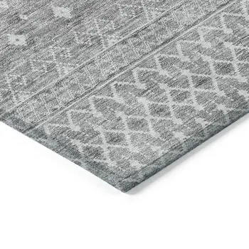 3' X 5' Silver Gray And Ivory Tribal Washable Indoor Outdoor Area Rug