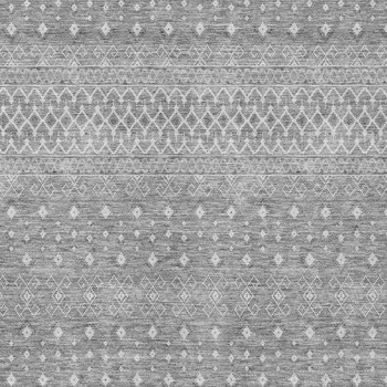 8' X 10' Silver Gray And Ivory Tribal Washable Indoor Outdoor Area Rug