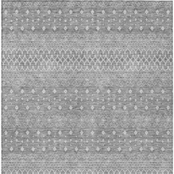10' X 14' Silver Gray And Ivory Tribal Washable Indoor Outdoor Area Rug