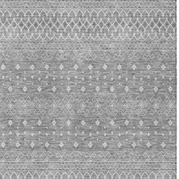 10' X 14' Silver Gray And Ivory Tribal Washable Indoor Outdoor Area Rug