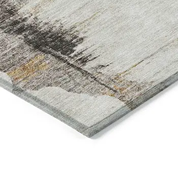 10' X 14' Beige Ivory And Taupe Abstract Washable Indoor Outdoor Area Rug
