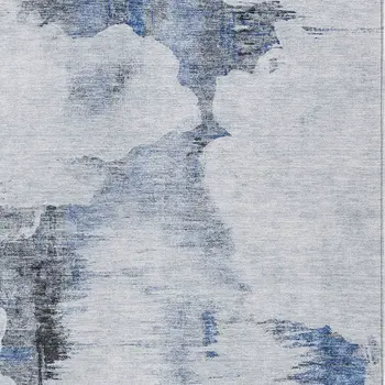 3' X 5' Navy Blue And Ivory Abstract Washable Indoor Outdoor Area Rug