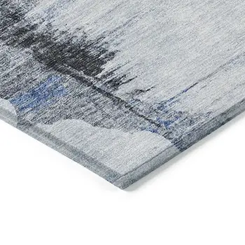 5' X 8' Navy Blue And Ivory Abstract Washable Indoor Outdoor Area Rug