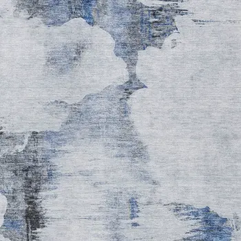 8' X 10' Navy Blue And Ivory Abstract Washable Indoor Outdoor Area Rug
