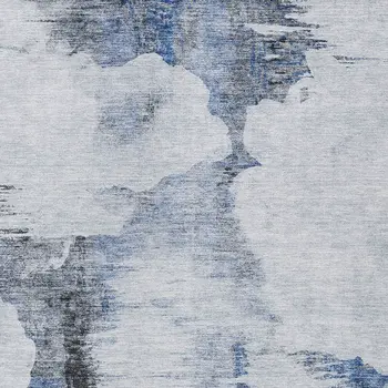 10' X 14' Navy Blue And Ivory Abstract Washable Indoor Outdoor Area Rug