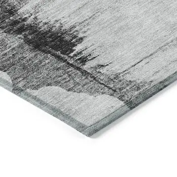 10' X 14' Gray Silver And Charcoal Abstract Washable Indoor Outdoor Area Rug
