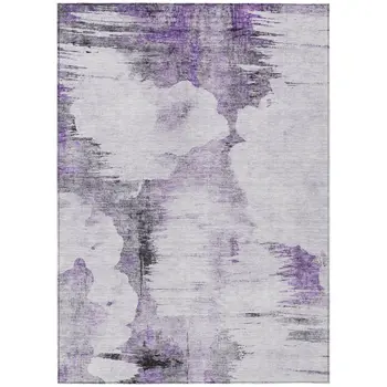 5' X 8' Purple Lavender And Gray Abstract Washable Indoor Outdoor Area Rug