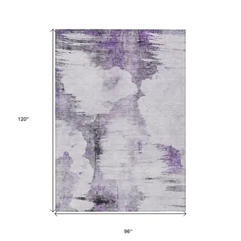 8' X 10' Purple Lavender And Gray Abstract Washable Indoor Outdoor Area Rug