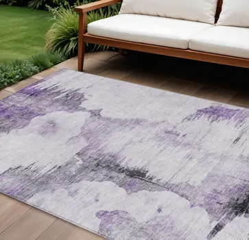 10' X 14' Purple Lavender And Gray Abstract Washable Indoor Outdoor Area Rug