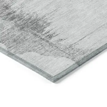 5' X 8' Silver Gray And Pewter Abstract Washable Indoor Outdoor Area Rug