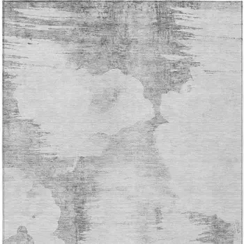 9' X 12' Silver Gray And Pewter Abstract Washable Indoor Outdoor Area Rug