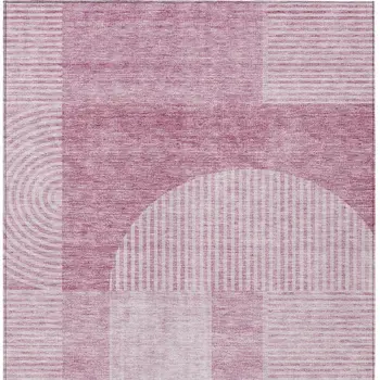 8' X 10' Blush Pink And Mauve Geometric Washable Indoor Outdoor Area Rug