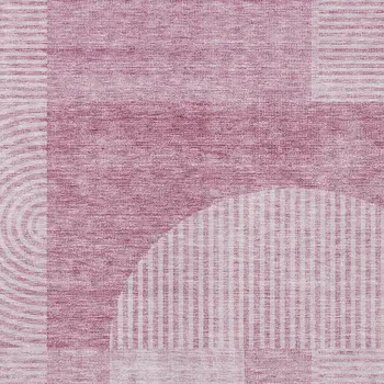 8' X 10' Blush Pink And Mauve Geometric Washable Indoor Outdoor Area Rug