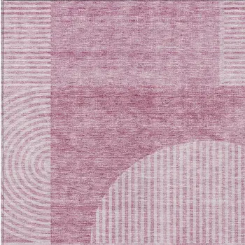 10' X 14' Blush Pink And Mauve Geometric Washable Indoor Outdoor Area Rug