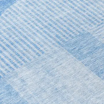 8' Sky Blue And Denim Blue Round Geometric Washable Indoor Outdoor Area Rug