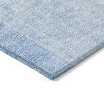 9' X 12' Sky Blue And Denim Blue Geometric Washable Indoor Outdoor Area Rug