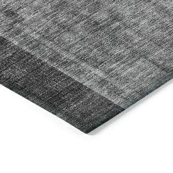 3' X 5' Charcoal Gray And Silver Geometric Washable Indoor Outdoor Area Rug