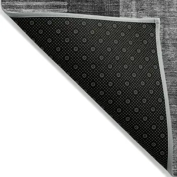 10' X 14' Charcoal Gray And Silver Geometric Washable Indoor Outdoor Area Rug