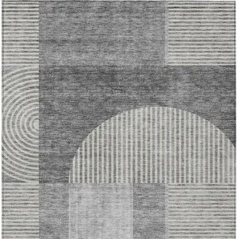 3' X 5' Gray Silver And Charcoal Geometric Washable Indoor Outdoor Area Rug