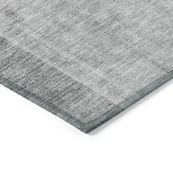 5' X 8' Gray Silver And Charcoal Geometric Washable Indoor Outdoor Area Rug