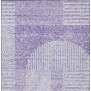 5' X 8' Lavender And Purple Geometric Washable Indoor Outdoor Area Rug