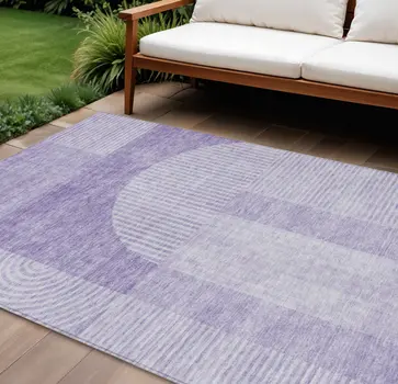 9' X 12' Lavender And Purple Geometric Washable Indoor Outdoor Area Rug