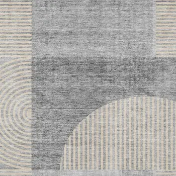 3' X 5' Silver Gray And Beige Geometric Washable Indoor Outdoor Area Rug