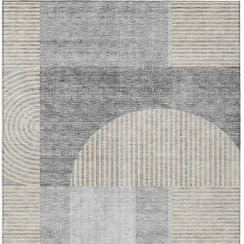 10' X 14' Silver Gray And Beige Geometric Washable Indoor Outdoor Area Rug