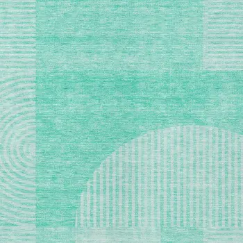3' X 5' Teal Blue And Aqua Geometric Washable Indoor Outdoor Area Rug