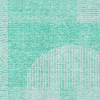 5' X 8' Teal Blue And Aqua Geometric Washable Indoor Outdoor Area Rug