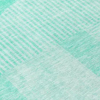 8' Teal Blue And Aqua Round Geometric Washable Indoor Outdoor Area Rug
