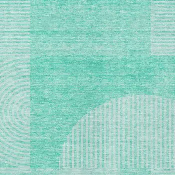 8' X 10' Teal Blue And Aqua Geometric Washable Indoor Outdoor Area Rug