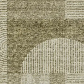 5' X 8' Taupe Beige And Tan Geometric Washable Indoor Outdoor Area Rug