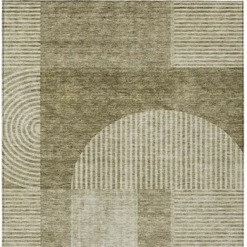 9' X 12' Taupe Beige And Tan Geometric Washable Indoor Outdoor Area Rug
