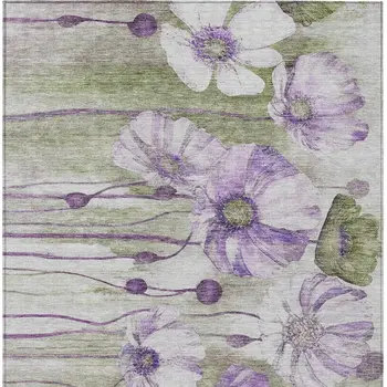 3' X 5' Purple And Lavender Floral Washable Indoor Outdoor Area Rug