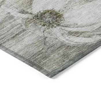 10' X 14' Taupe Ivory And Tan Floral Washable Indoor Outdoor Area Rug