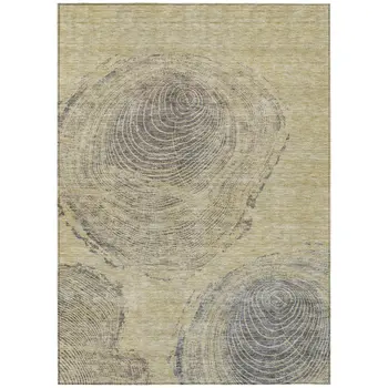 5' X 8' Beige Taupe And Gray Abstract Washable Indoor Outdoor Area Rug