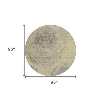 8' Beige Taupe And Gray Round Abstract Washable Indoor Outdoor Area Rug