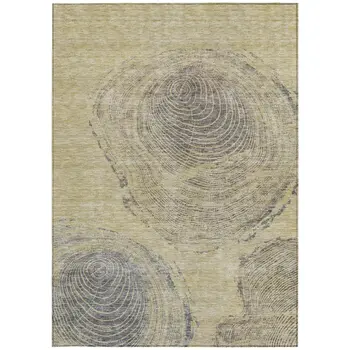 9' X 12' Beige Taupe And Gray Abstract Washable Indoor Outdoor Area Rug
