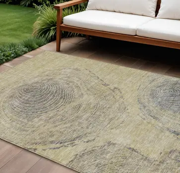 10' X 14' Beige Taupe And Gray Abstract Washable Indoor Outdoor Area Rug
