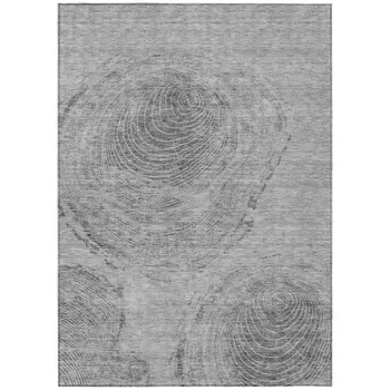 3' X 5' Gray Silver And Charcoal Abstract Washable Indoor Outdoor Area Rug
