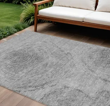 10' X 14' Gray Silver And Charcoal Abstract Washable Indoor Outdoor Area Rug