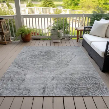 10' X 14' Gray Silver And Charcoal Abstract Washable Indoor Outdoor Area Rug