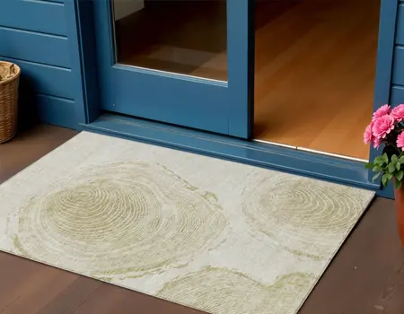 3' X 5' Khaki Beige And Taupe Abstract Washable Indoor Outdoor Area Rug